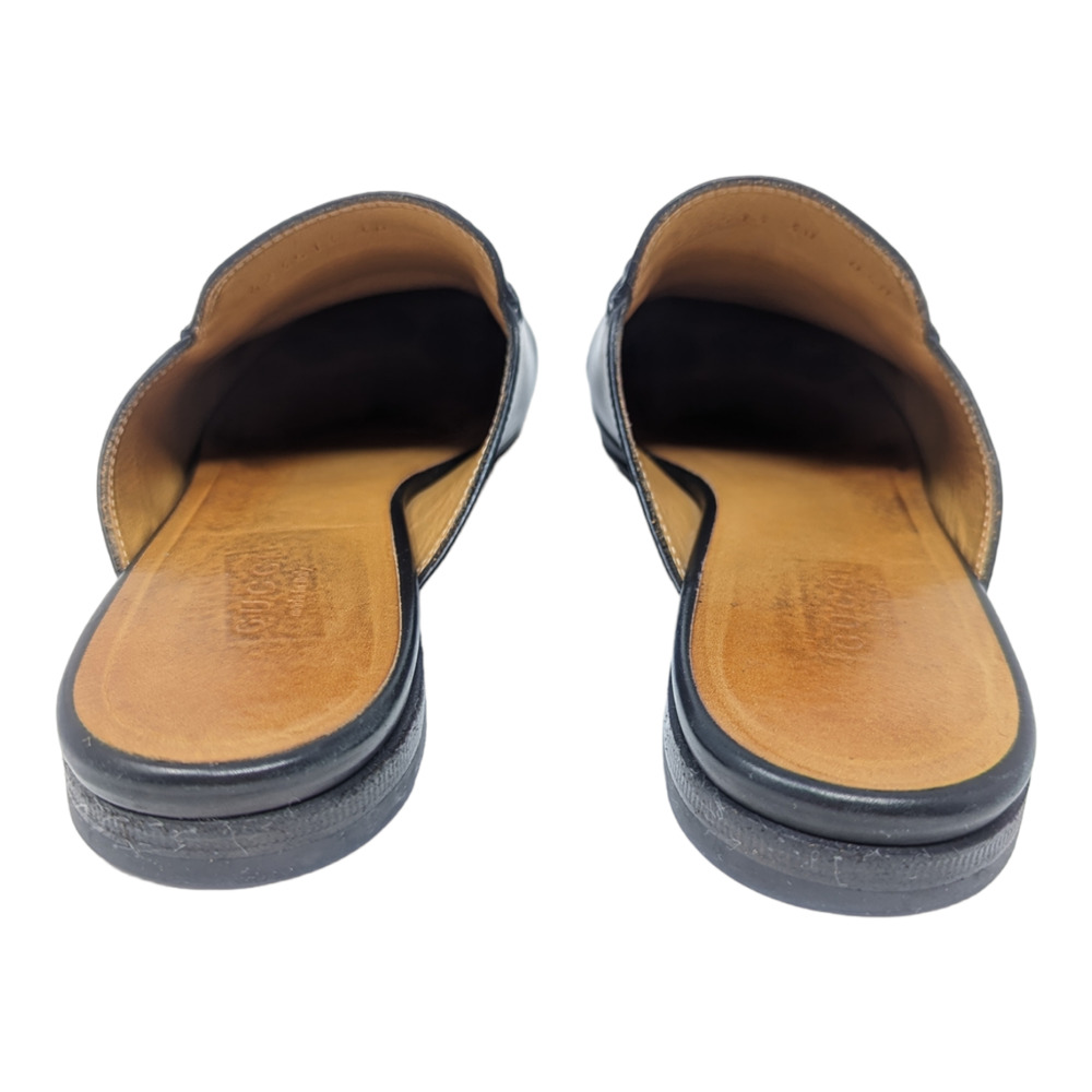 Gucci Princetown Horsebit Black Leather Slipper Round Toe Flat Mules Size 38 - Picture 9 of 13